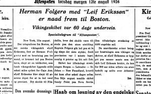 Framma! Aftenposten 12.08.1926.